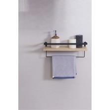 Dekortech Banyo Rafı Havluluk Organizer Ahşap Metal Banyo Duvar Rafı Havluluk Duvar Rafı