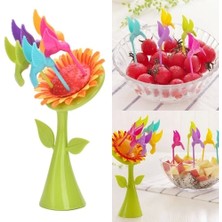 Plastik Meyve Çatal Ayçiçeği 5 Kuşlar Çatal Set