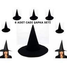 Exporanto Siyah Cadı Şapkası Keçe Yetişkin Boy 6 Adet