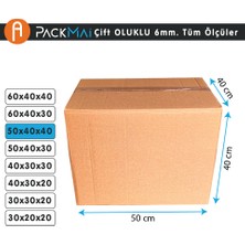Packmai 50X40X40CM 10ADET Çift Oluklu 6mm Kalın Boş Karton Koli (Ev Taşıma-Çeyiz-Depolama-Nakliye)