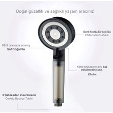 Truva (KİREÇ ÖNLEYİCİ) 5 Fonksiyonlu Su Tasarruflu Filtreli Turbo Jet Duş Başlığı Siyah