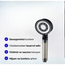 Truva (KİREÇ ÖNLEYİCİ) 5 Fonksiyonlu Su Tasarruflu Filtreli Turbo Jet Duş Başlığı Siyah
