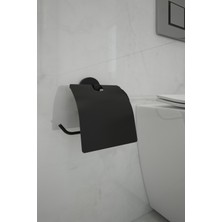 Viki House Siyah Yapışkanlı Kare Tuvalet Kağıtlık Wc Askılık Wc Kağıtlık