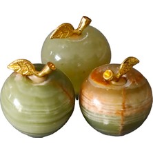 El Yapımı 3’lü Oniks Elma Figür Seti – Şık ve Doğal Dekorasyon Ürünü