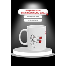 Giz Hanım Sevgi Mıknatısı Sevgiliyeözel Hediye Porselen Kupa Bardak