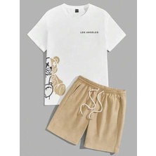 Yoho Sport Los Angels Baskılı Ünisex Yazlık T-Shirt ve Şort Takımı