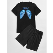 Yoho Sport Unısex Palm Angels Kanat Baskılı Şort Tişört Takımı