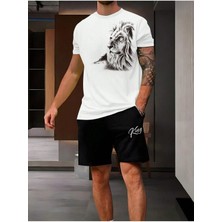 Yoho Sport Unısex Aslan Kıng Baskılı Tişört Şort Takımı