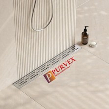 Purvex Home 50 cm Paslanmaz Duş Kanalı Tek Parça Etekli Plastik Gövde,paslanmaz Izgara 360  Döner Sifon Ø50