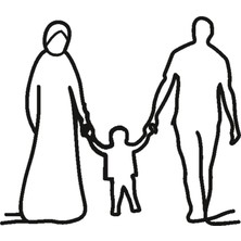 Aile Figürlü Tesettürlü Anne - Baba - Küçük Erkek Çocuk Siyah Dekor Biblo - Bioplastik