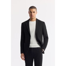 AVVA Erkek Siyah Mono Yaka Viskon Karışımlı Hafif Bi-Stretch Blazer Comfort Slim Fit Ceket A51Y4011