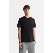 AVVA Erkek Siyah Bisiklet Yaka Pamuklu 2 İplik Regular Fit T-Shirt A51Y1163