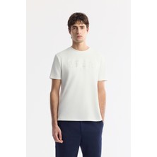 Avva Erkek Ekru Bisiklet Yaka Baskılı Bi-Stretch İnterlok Regular Fit T-Shirt A51Y1044