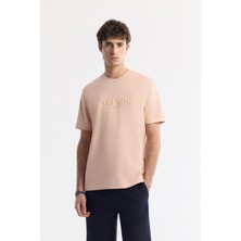 Avva Erkek Pembe Bisiklet Yaka Baskılı Bi-Stretch İnterlok Regular Fit T-Shirt A51Y1132