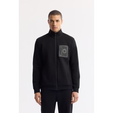 AVVA Erkek Siyah Dik Yaka Fermuarlı Bi-Stretch İnterlok Regular Fit Sweatshirt A51Y1219