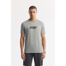 AVVA Erkek Gri Bisiklet Yaka Baskılı Rayon Soft Touch Regular Fit T-Shirt A51Y1031