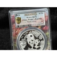 Darphane 2024 Çin Panda 10 Yuan - 30G (.999) Gümüş Hatıra Para - Pcgs MS70