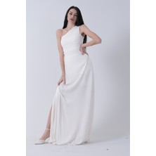 Feminist Ekru Bel Dekolteli Taş Işlemeli Abiye Elbise 4521014.147