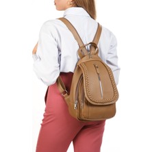 Byhakan GK66 Kadın Sırt Çantası Günlük Kullanıma Uygun Örgü Motifli Kapaklı Çanta