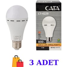 Cata CATA-4229 Şarjlı Led Ampul 9 W Beyaz Işık 3 Adet