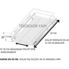 Tekdekor Yapı Bağımsız Tandem Frenli Raylı Tel Çekmece Sepeti Kapak En 40 cm