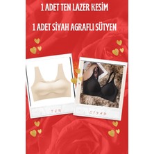 1 Adet Lazer Kesim Sütyen 1 Adet Agraflı Sütyen Set