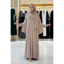 Bym Fashion Pelerin, Elbise Takım  ŞAL HEDİYE  3932 Vizon