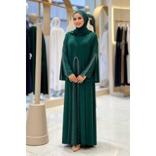 Bym Fashion Pelerin, Elbise Takım  ŞAL HEDİYE  3932 Zümrüt