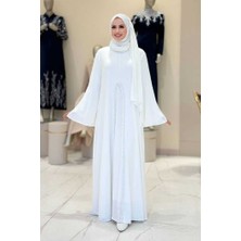 Bym Fashion Pelerin, Elbise Takım  ŞAL HEDİYE  3932 Ekru