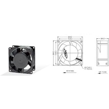 Mykablo 80x80x38 mm 220 Volt Metal Fan