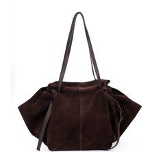 Ange Geniş Hacimli Deri Süet Omuz Çantası