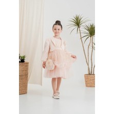 Kız Çocuk Elbise Ceketli Tüllü Çantalı