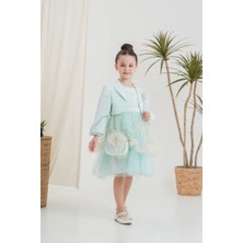 Kız Çocuk Elbise Ceketli Tüllü Çantalı