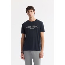 AVVA Erkek Antrasit Bisiklet Yaka Baskılı Soft Touch Regular Fit T-Shirt A51Y1138