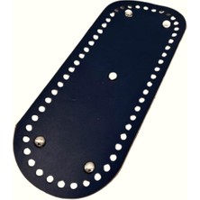 Angel Çanta Aksesuar Gerçek Deri Lacivert 30X12 cm Oval Gümüş Metalli Çanta Tabanı