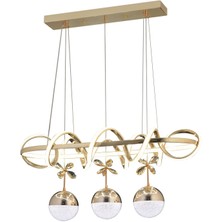 Kuzey Yemek Masası Gold Şeker Kumandalı ve Dimerli (Beyaz, Sarı, Gün Işığı) Ledli Salon Mutfak Oda Oturma Odası Hol Ledli  Avize SB-LD-409