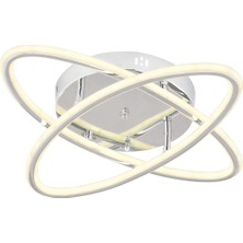 Star Krom 2li Kumandalı ve Dimerli (Beyaz, Sarı, Gün Işığı) Ledli Salon Mutfak Oda Oturma Odası Hol Ledli  Plafonyer  Avize SB-LD-502