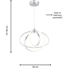 Elips 3lü Krom Ledli Salon Mutfak Oda Oturma Odası Hol Ledli  Plafonyer  Avize SB-LD-602