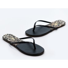 Tkees Kadın Leopar II/Siyah Parmak Arası Terlik