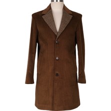 Blu Slim Fit Kadife Palto