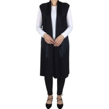 Ece Giyim Kadın Desenli Uzun Düğmesiz Cepsiz Spor Yelek