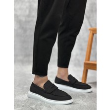 Boa Ba0355 Bağcıksız Keten Siyah Klasik Corcik Erkek Ayakkabı