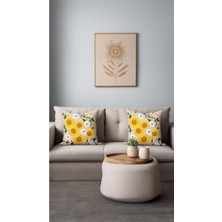 Aurevia Ayçiçeği Flexpunch Lüks Nakış Işlemeli Kırlent Kılıfı