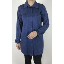 Ece Giyim Mevsimlik Kolları Lastikli Boydan Düğmeli Gömlek