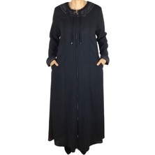 Ece Giyim Kadın Petek Kumaş Yakası Ipli Cepli Göğüs Kulplu Büyük Beden Ferace