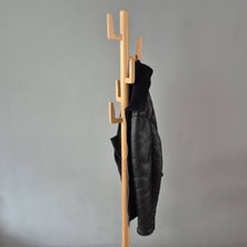 Ahşap Kaktüs Askılık, Elbise, Ceket ve Mont Askılığı, Modern Askılık, Taşınabilir Ayaklı Askılık