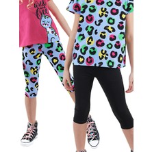Denokids Kız Çocuk Siyah Leopar 2'li Tayt