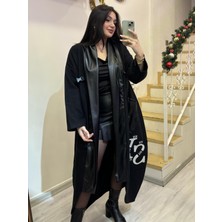 Rossa Butik Tasarım Deri Detaylı Kap Kaban