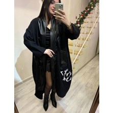 Rossa Butik Tasarım Deri Detaylı Kap Kaban