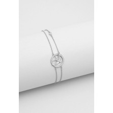 So CHIC Kırlangıç 18 Ayar Beyaz Altın Kaplama 19 Cm Gümüş Bileklik